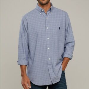 Ralph Lauren Yarmouth Blue Plaid Button Down Shirt